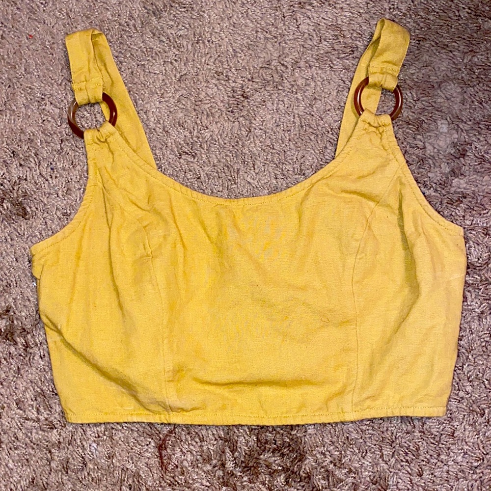 Low tones mustard yellow crop tank top